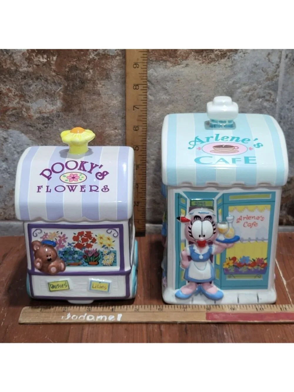 Vintage Garfield Danbury Mint Ceramic Canister Set Complete 4pc Bakery Grocery f